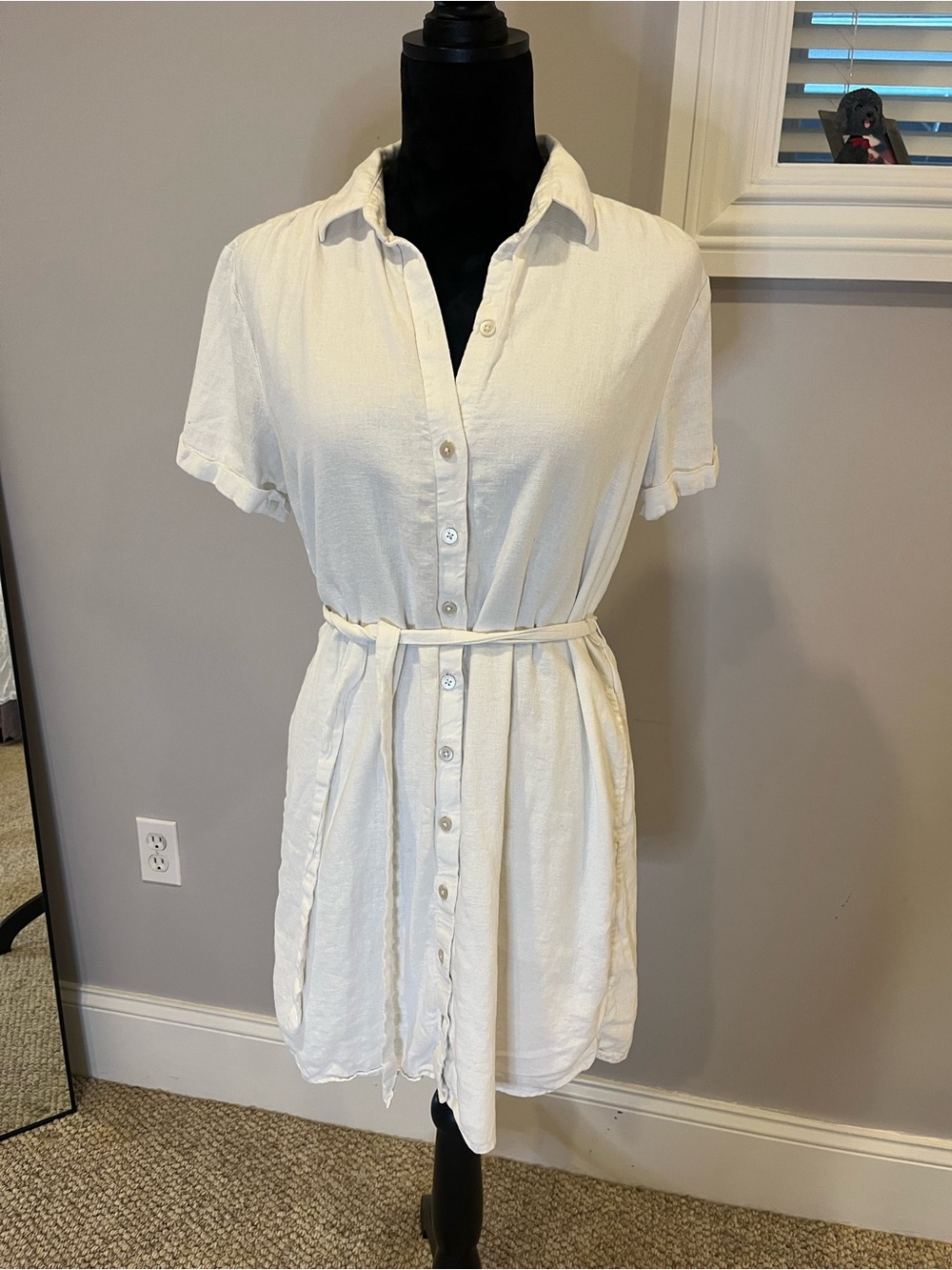 Abercrombie & Fitch Button-Front White Collared Shirt Dress- small